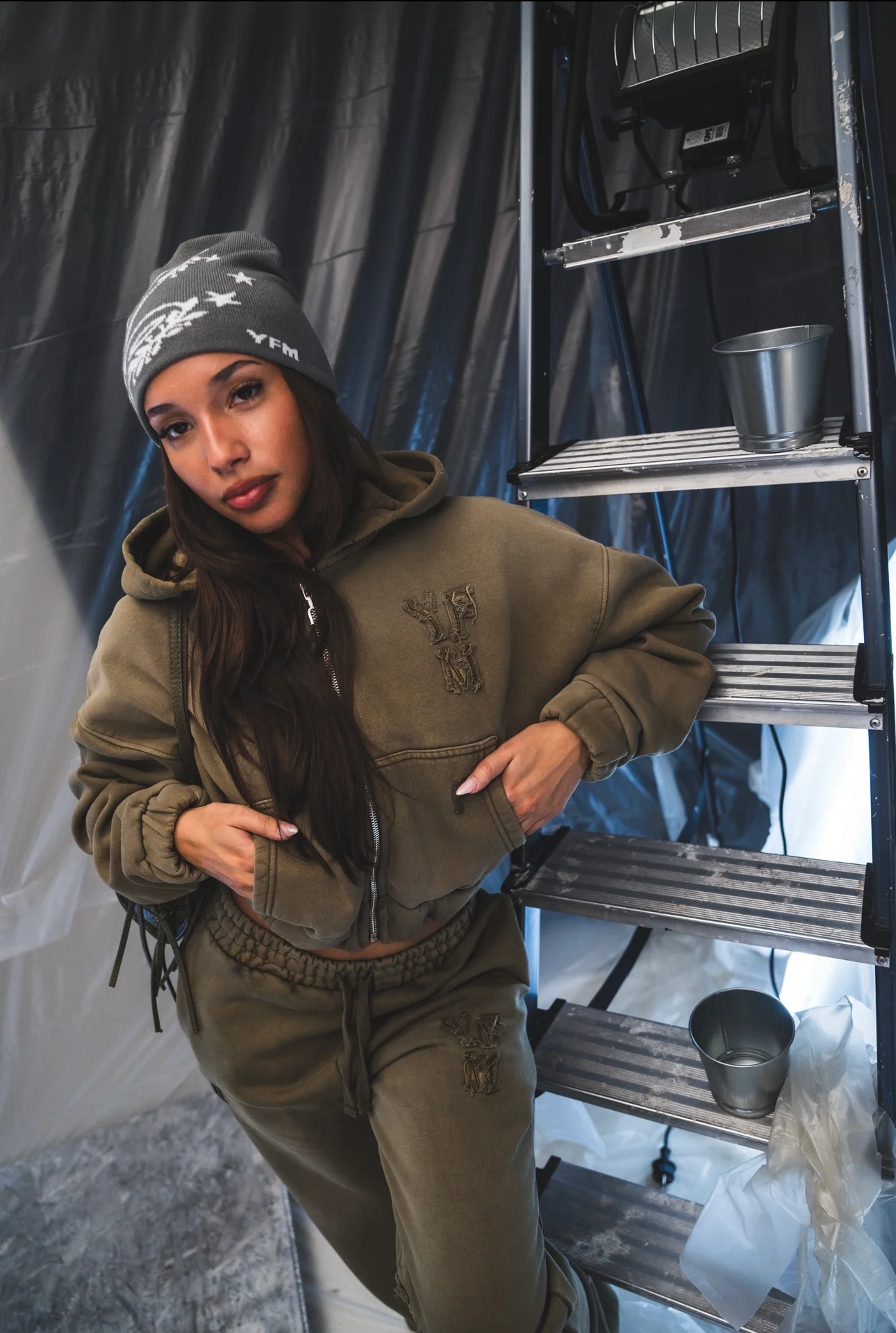 C/A ZIP HOODIE GOLDEN OLIVE WASH WOMEN - Image 9