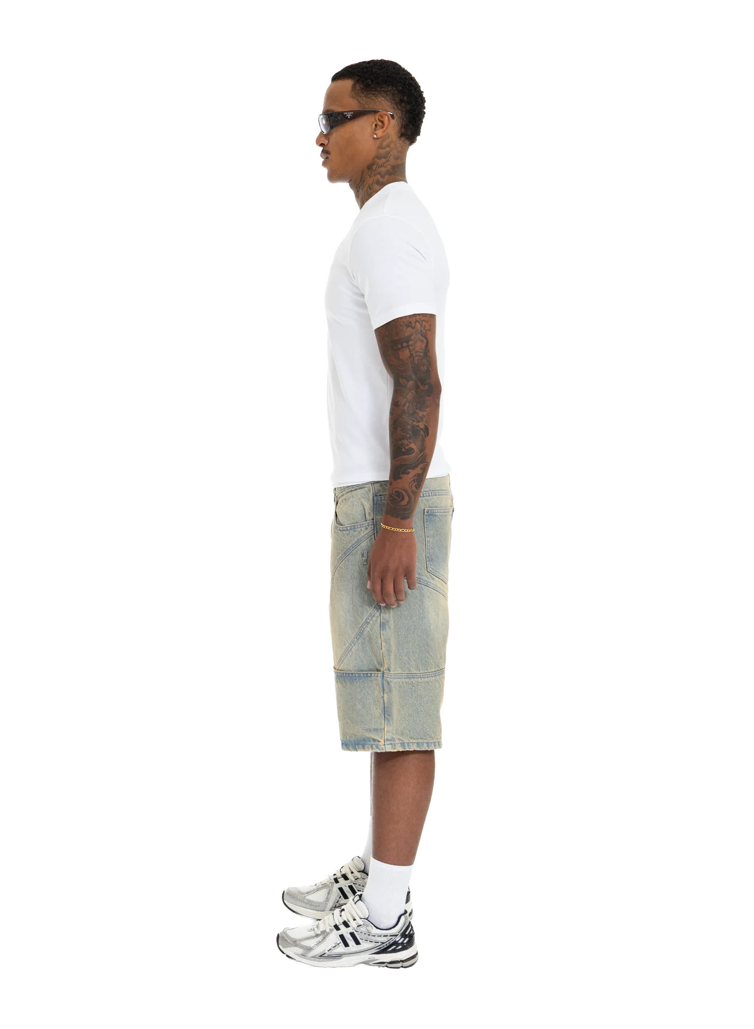 GRID JORTS WASHED SAND - Image 3